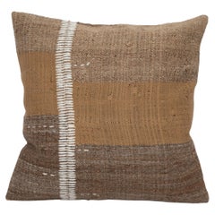 Rustic Pillow Case Made from a Vintage Un-Dyed Wool Coverlet, Mid 20th C.