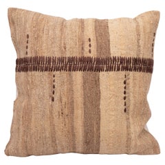 Rustic Pillow Case Made from a Vintage Un-Dyed Wool Coverlet, Mid-20th C