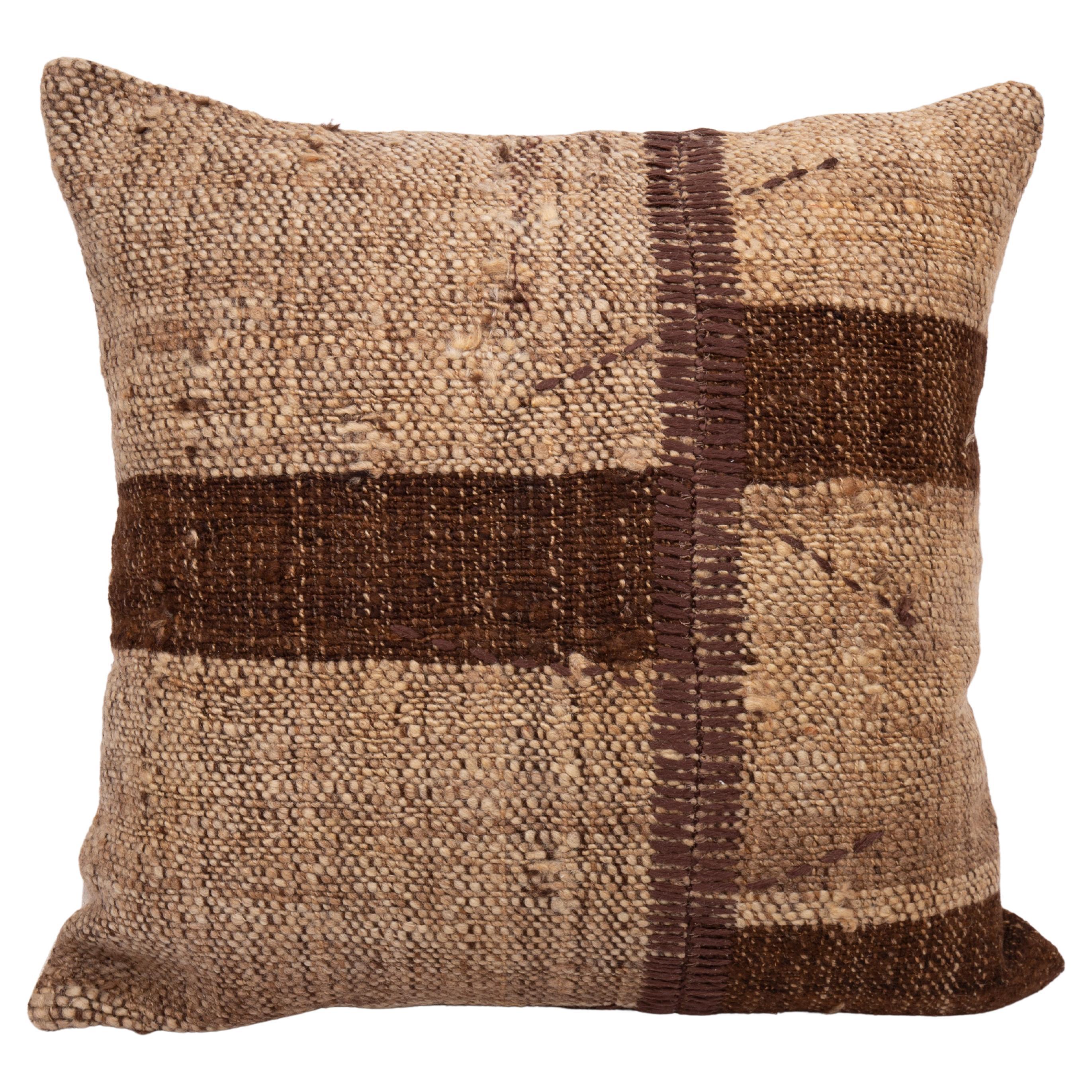 Rustic Pillow Case Made from a Vintage UnDyed Wool Coverlet, Mid20th