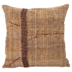 Rustic Pillow Case Made from a Vintage Un-Dyed Wool Coverlet, Mid 20th C