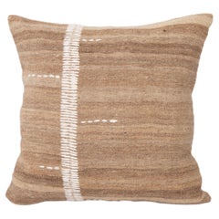 Rustic Pillow Case Made from a Vintage Un-Dyed Wool Coverlet, Mid 20th C