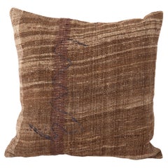 Rustic Pillow Case Made from a Vintage Un-Dyed Wool Coverlet, Mid 20th C