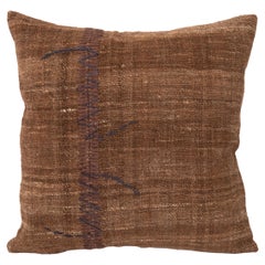 Rustic Pillow Case Made from a Vintage Un-Dyed Wool Coverlet, Mid 20th C