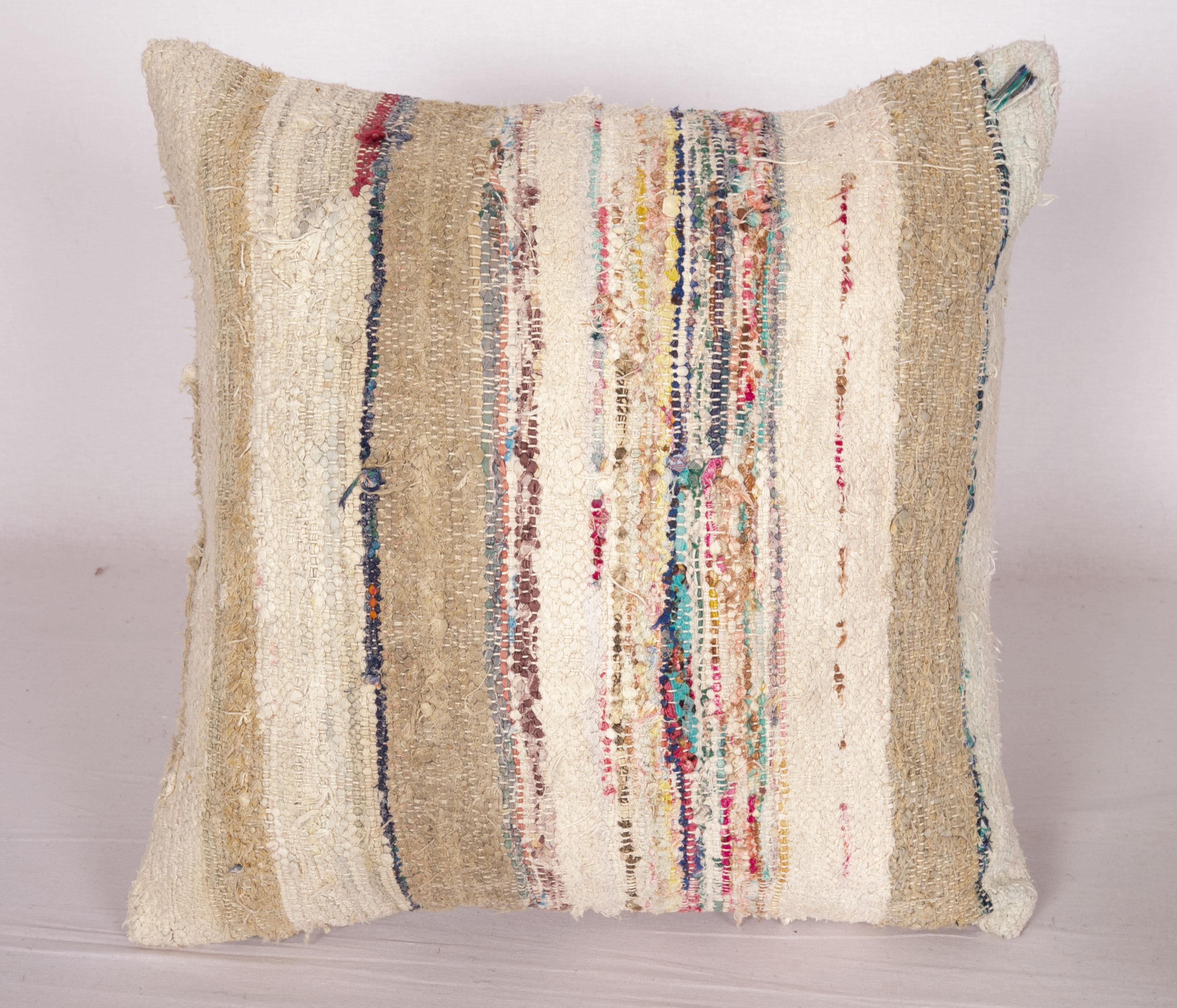 Turkish Rustic Pillow Cases Made from an Anatolian Rag Rug, Mid-20th Century For Sale