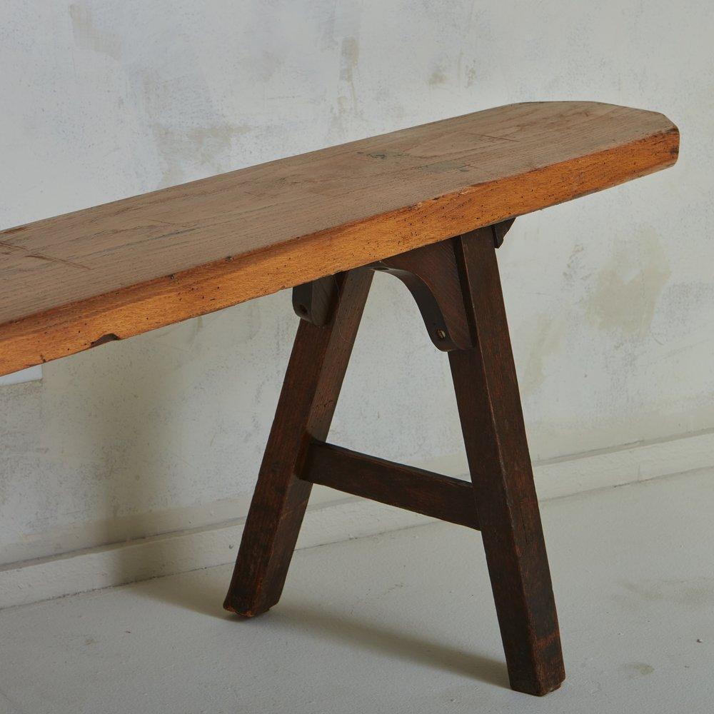 Rustic Pine Bench, France 1940s - 1 Available For Sale 5