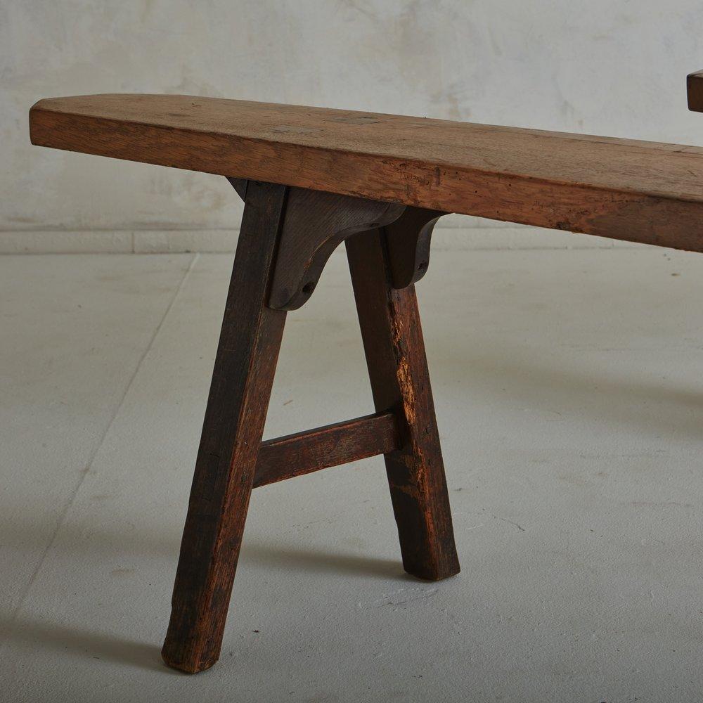 Rustic Pine Bench, France 1940s - 1 Available For Sale 3