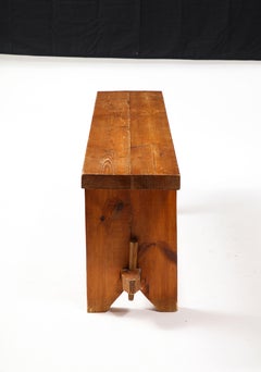 Banco rústico de pino, Francia Años 50