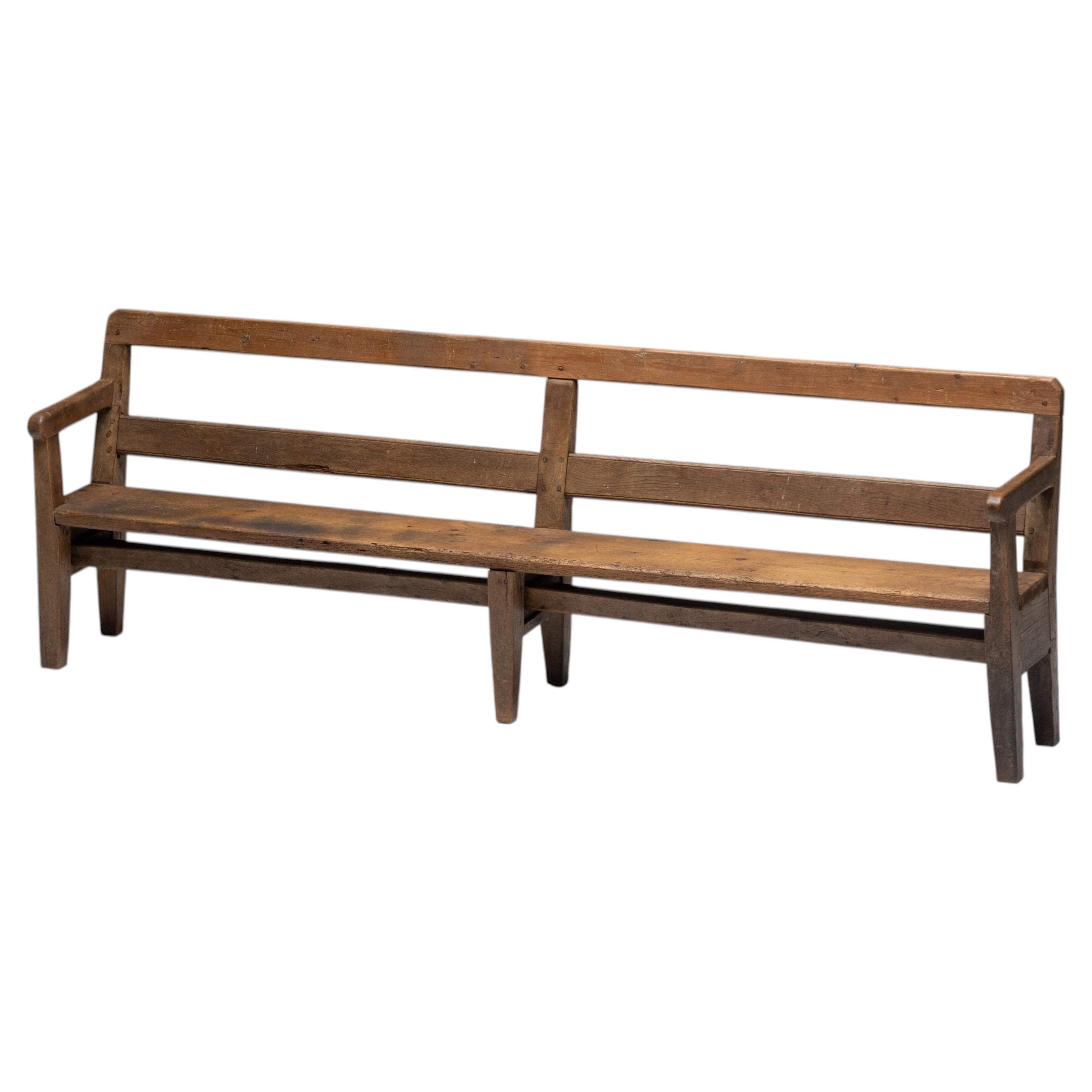 Rustic Pine Bench, France, circa 1900