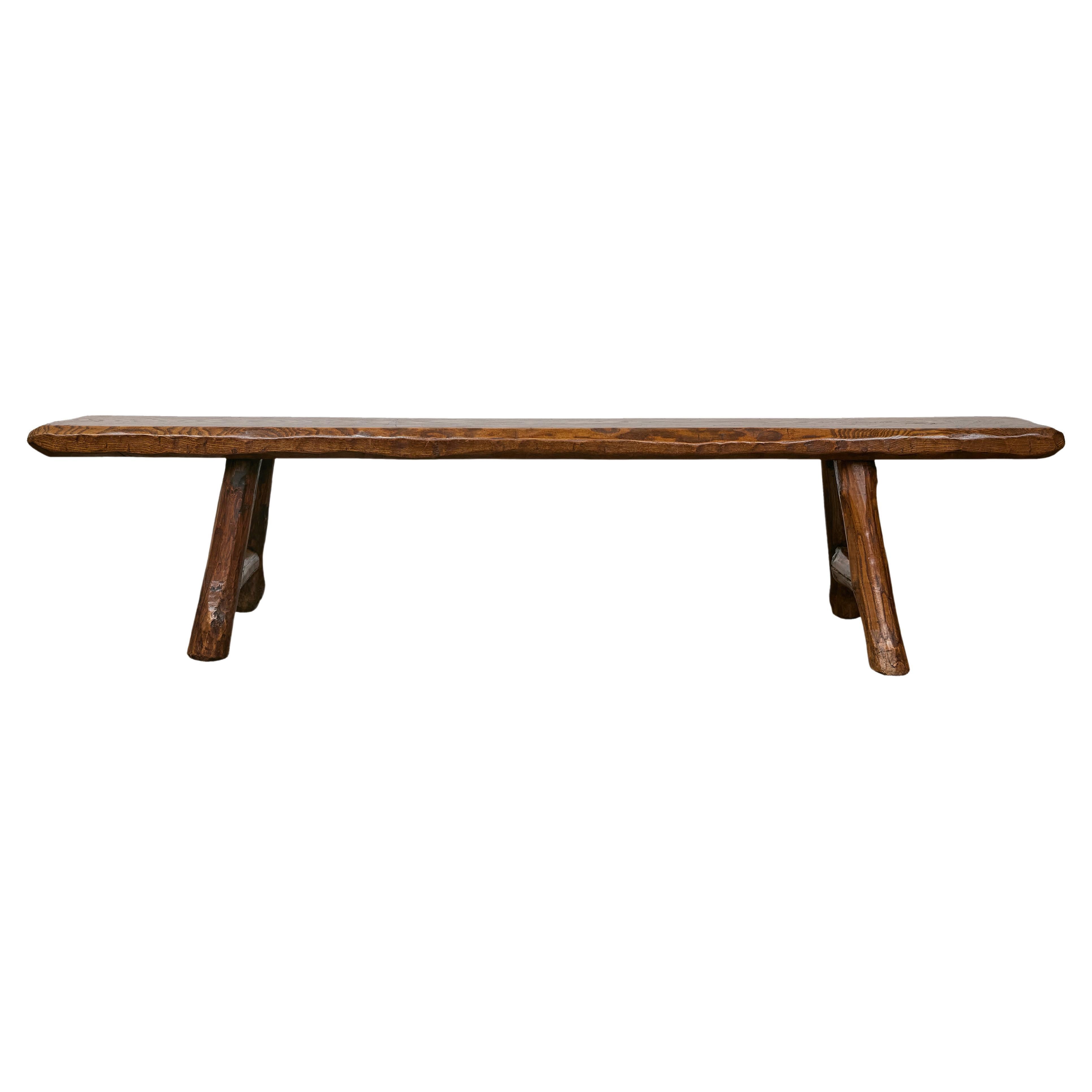 Rustic Pine Bench with Hand-Hewn Details – Versatile American Craftsmanship