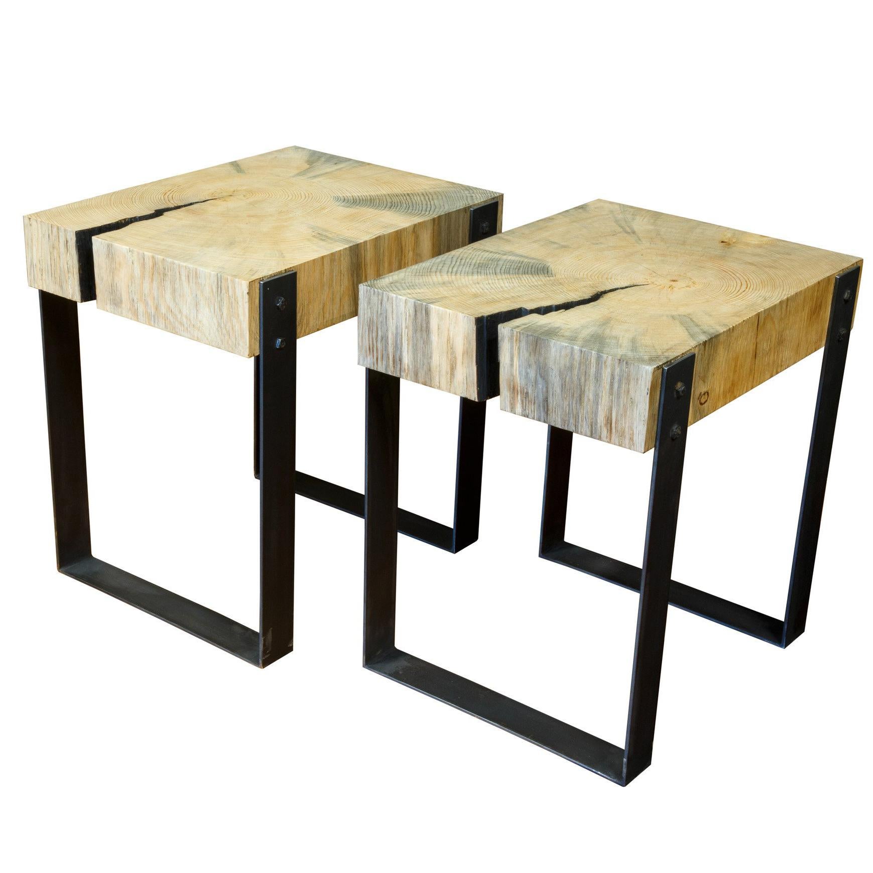 Rustic Pine End Tables For Sale at 1stdibs