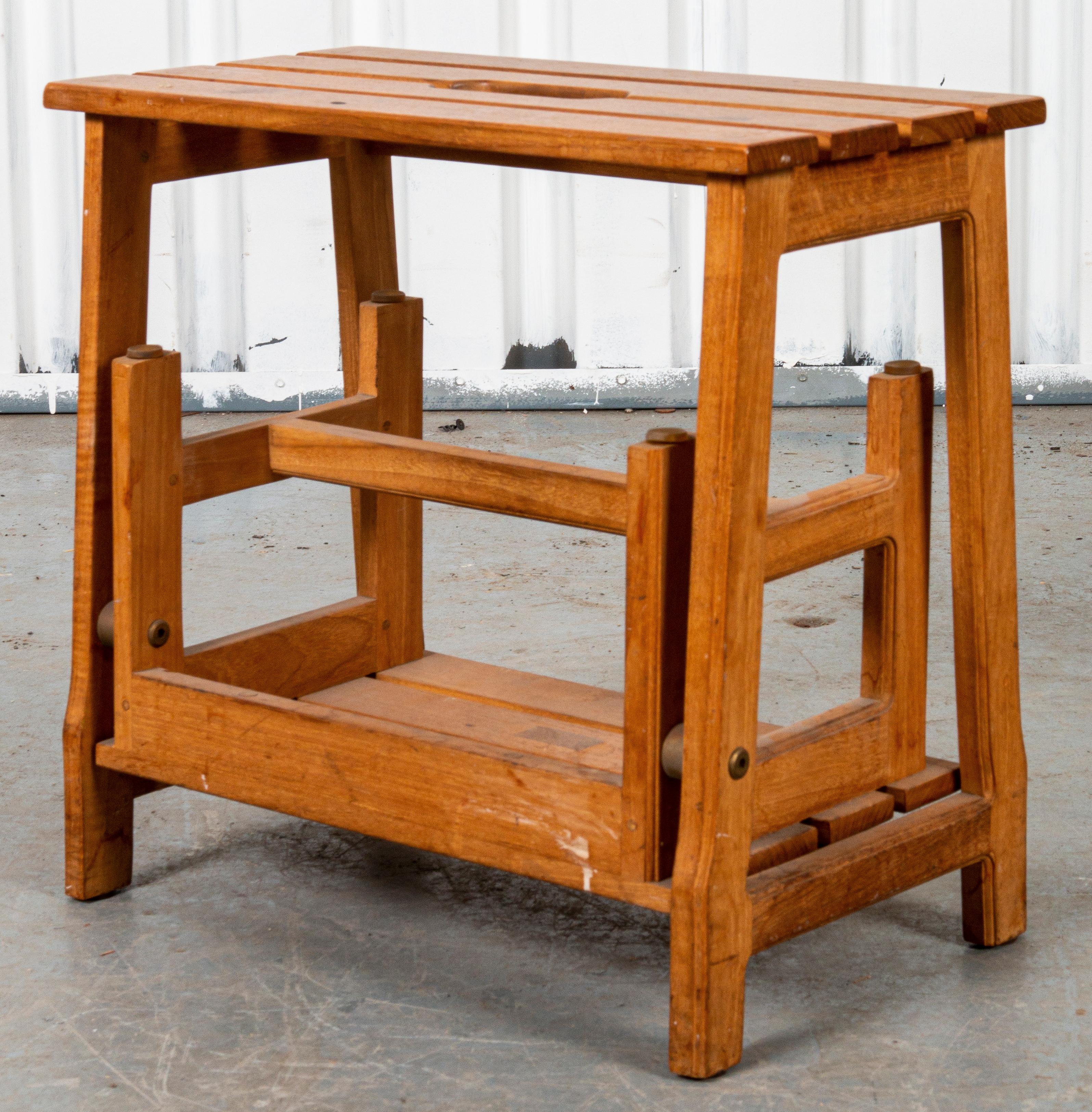 20th Century Rustic Pine Metamorphic Step Ladder / Stool