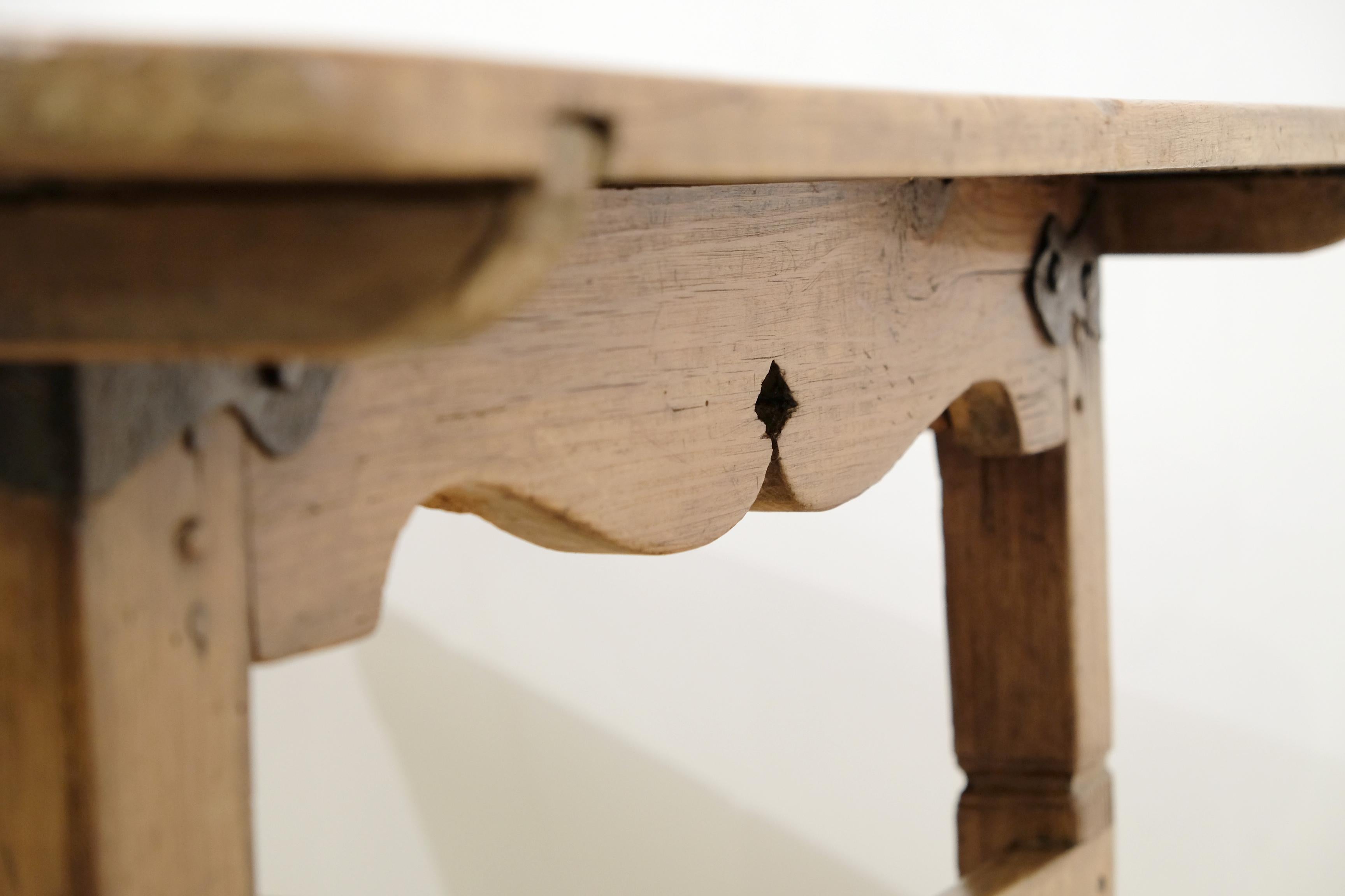 Hand-Carved Rustic Pine Spanish Side Low Table, Late 19th Century