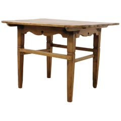 Antique Rustic Pine Spanish Side Low Table, Late 19th Century