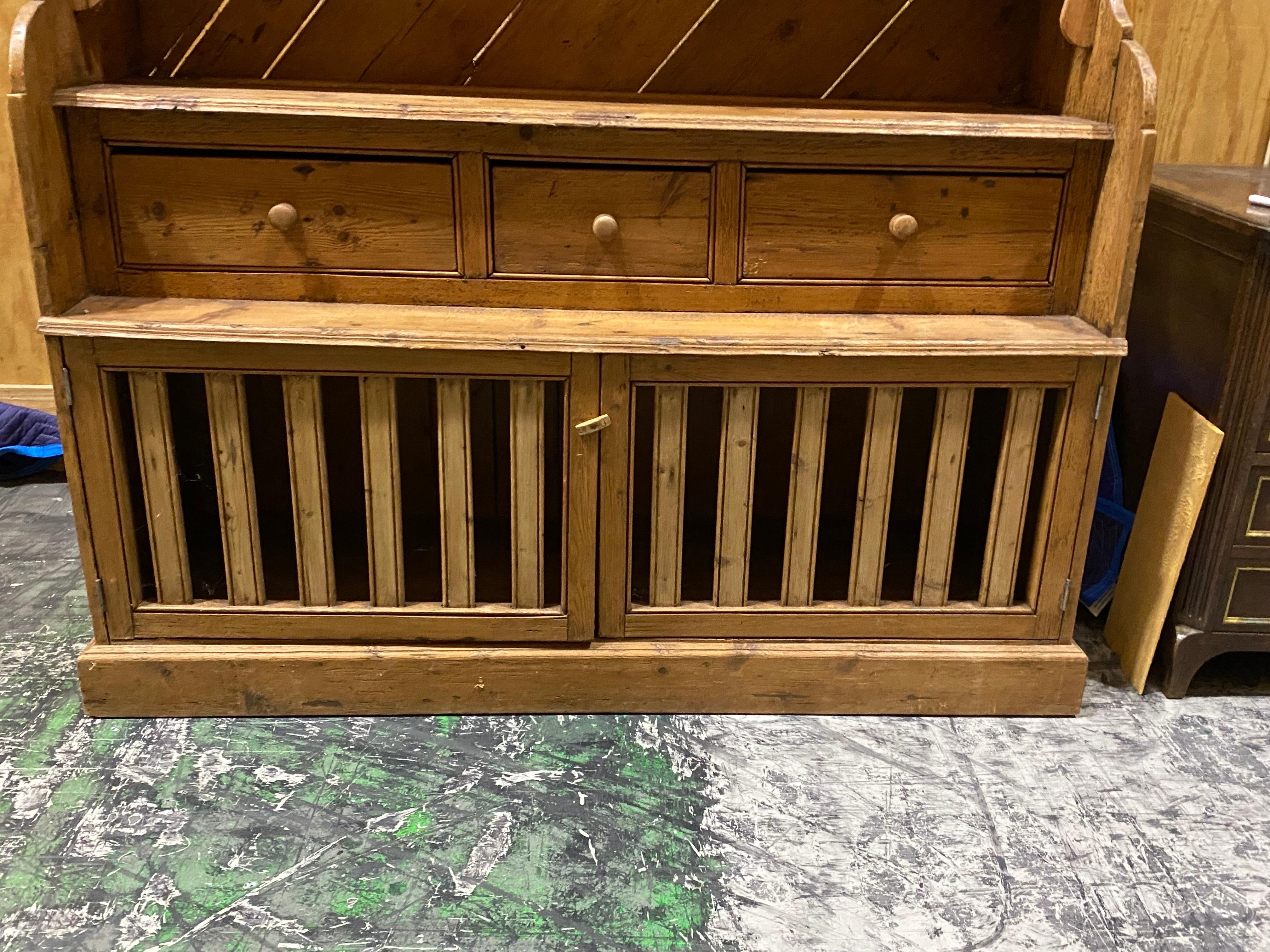 Rustic Pine Step Back Hutch Cupboard In Good Condition In Southampton, NY