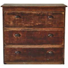 Rustic Pine Three-Drawer Chest of Drawers