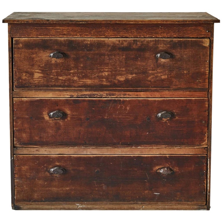 Rustic Pine ThreeDrawer Chest of Drawers at 1stDibs chest of drawers