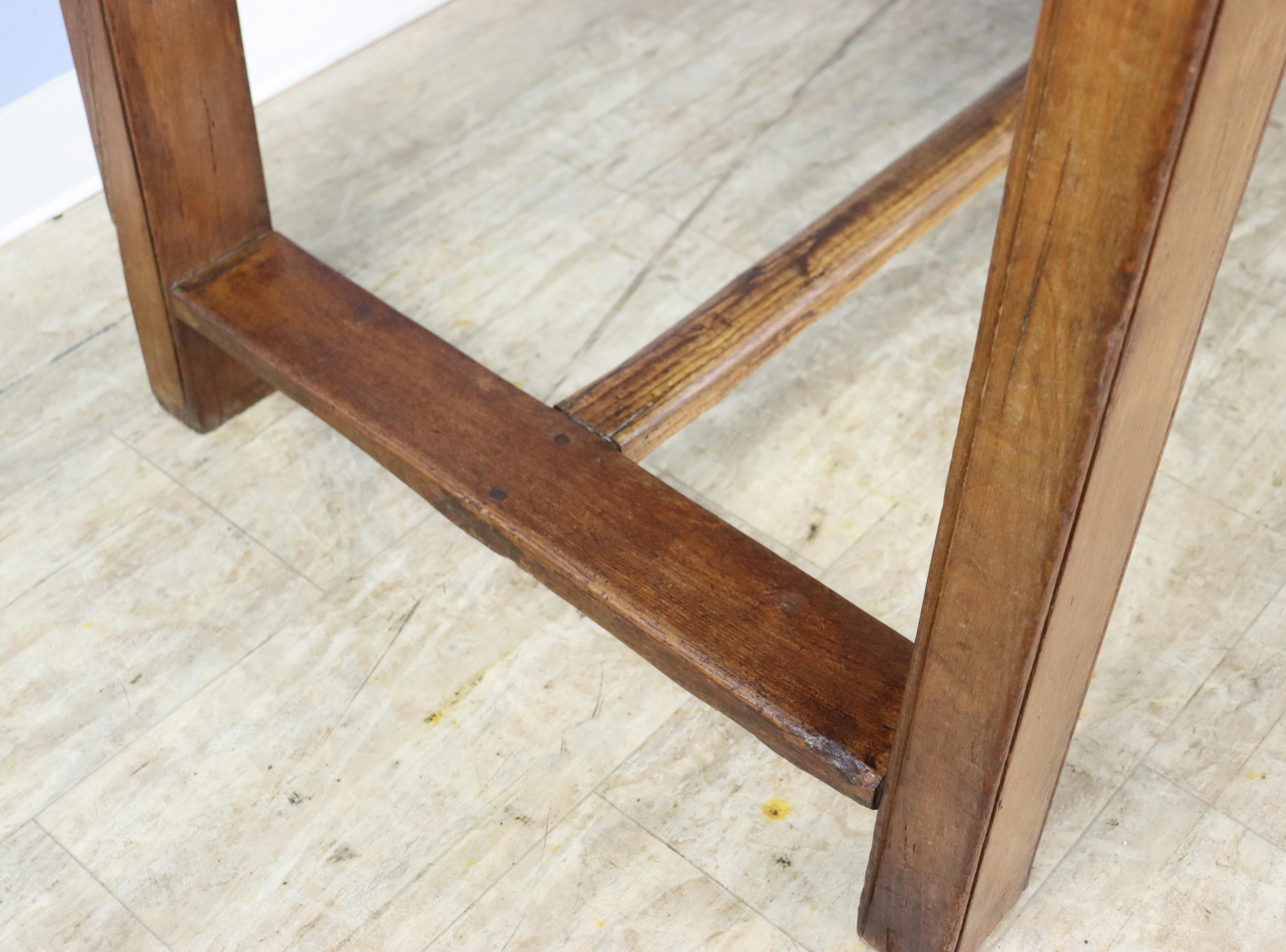 Rustic Pine Trestle Table, Oak Base For Sale 6