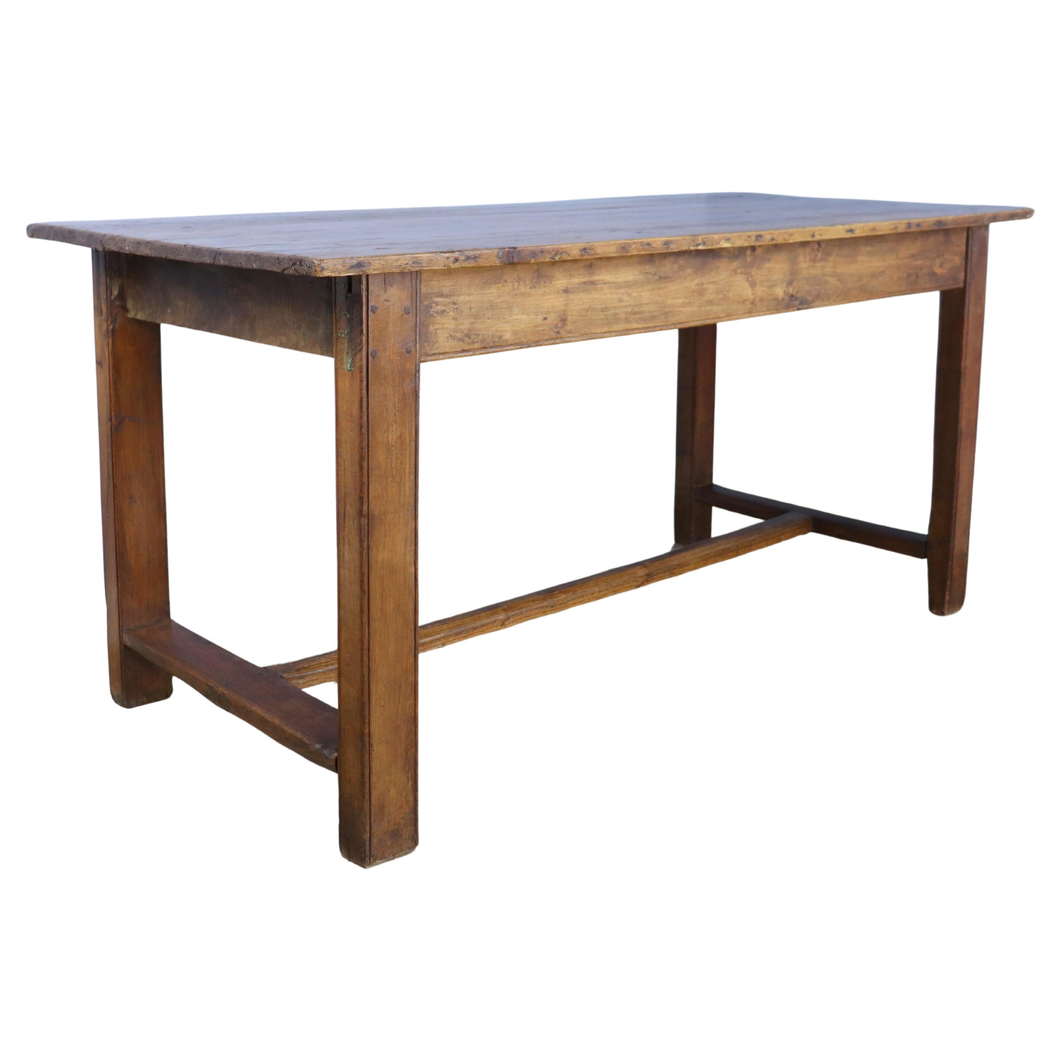 Table à tréteaux rustique en pin, base en chêne
