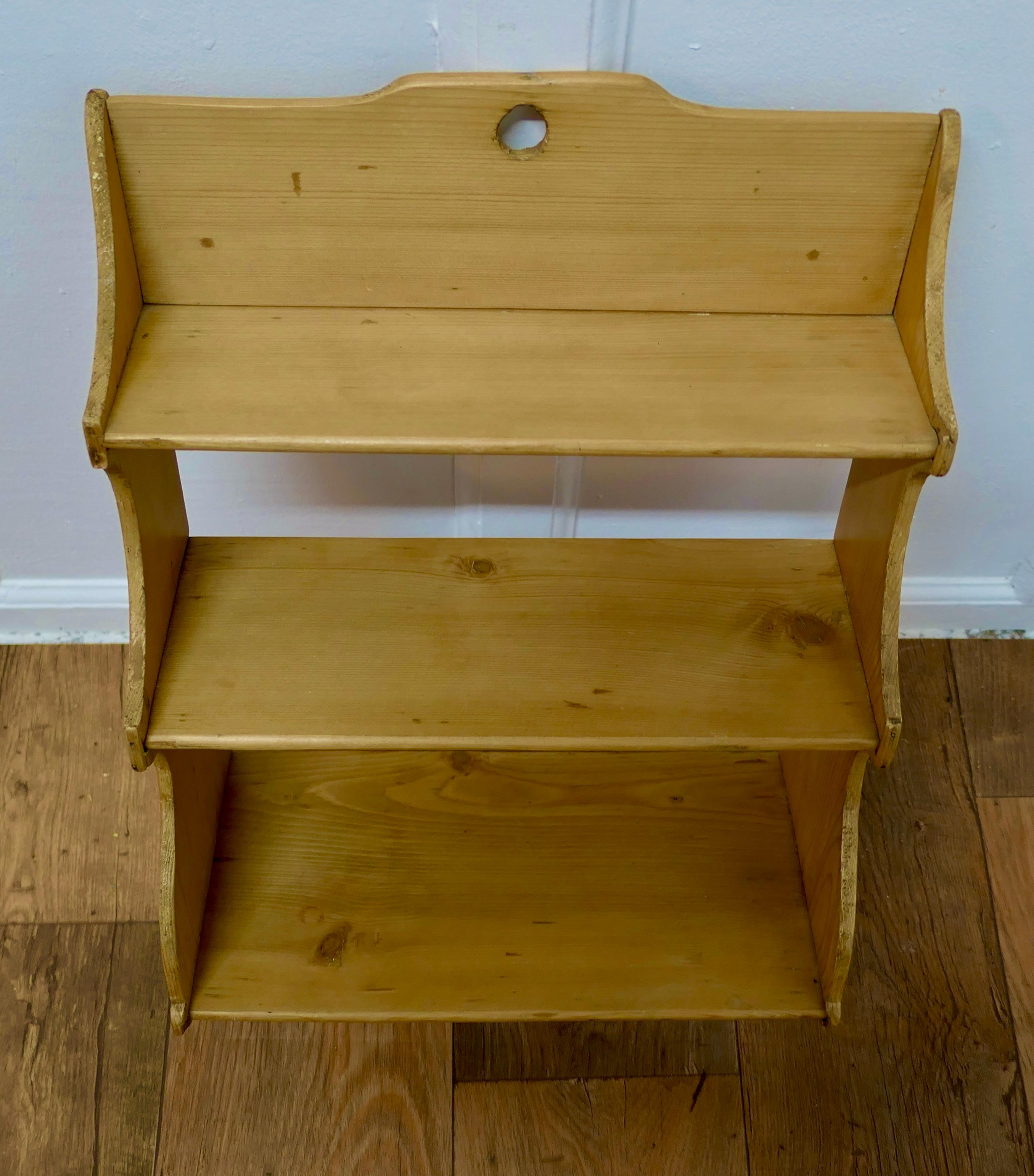 Arts and Crafts Rustic Pine Wall Hanging Book Shelf For Sale