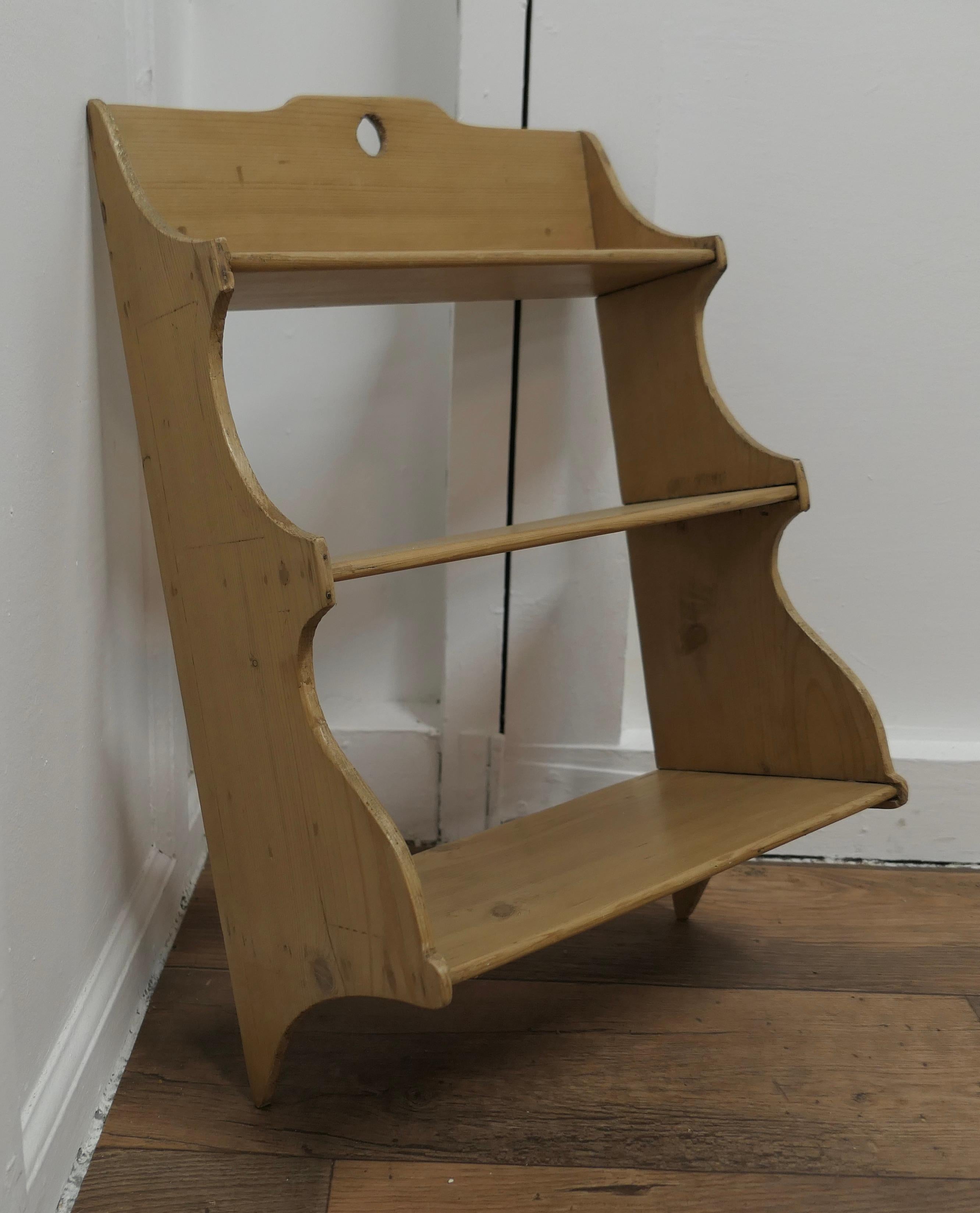 Late 19th Century Rustic Pine Wall Hanging Book Shelf For Sale