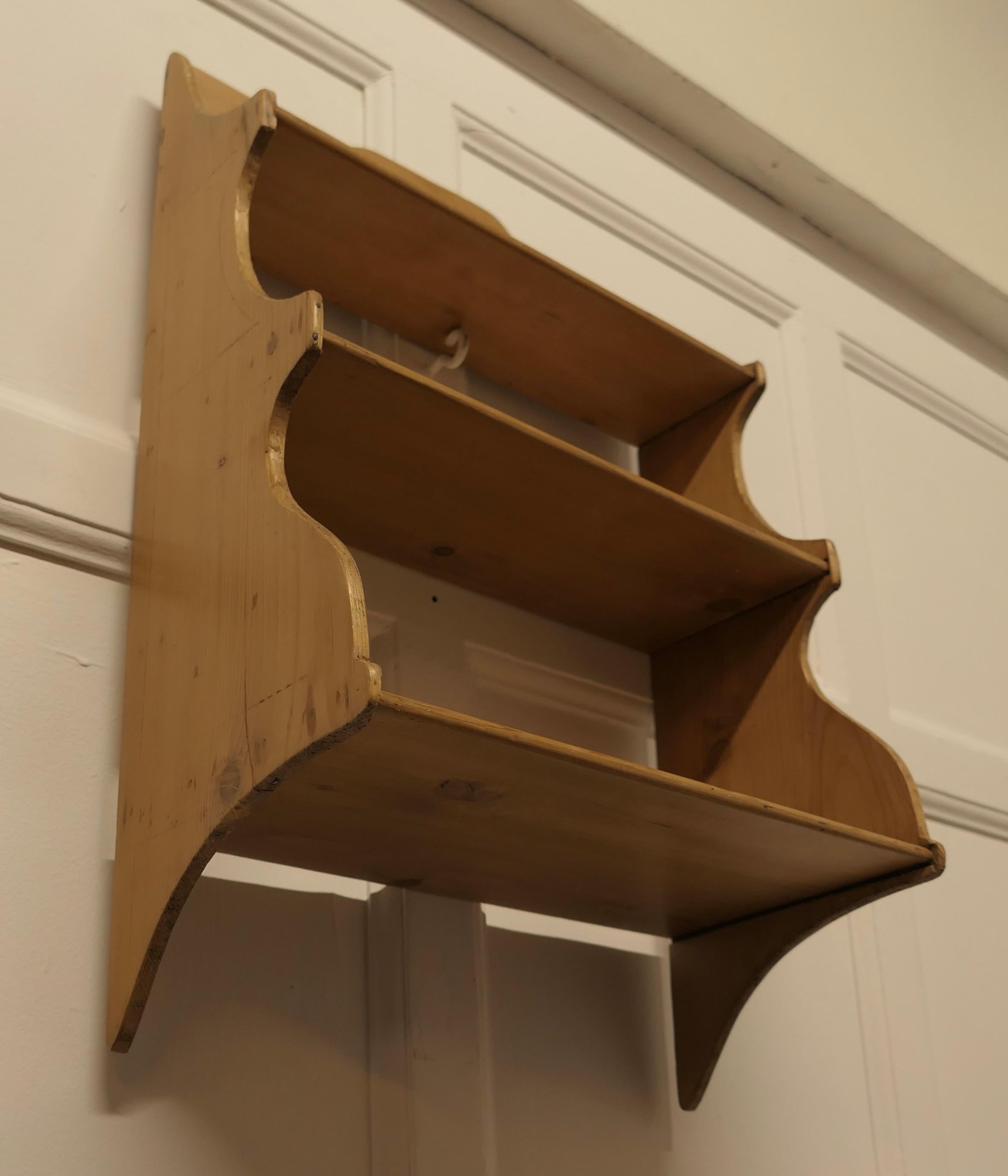 Rustic Pine Wall Hanging Book Shelf For Sale 3