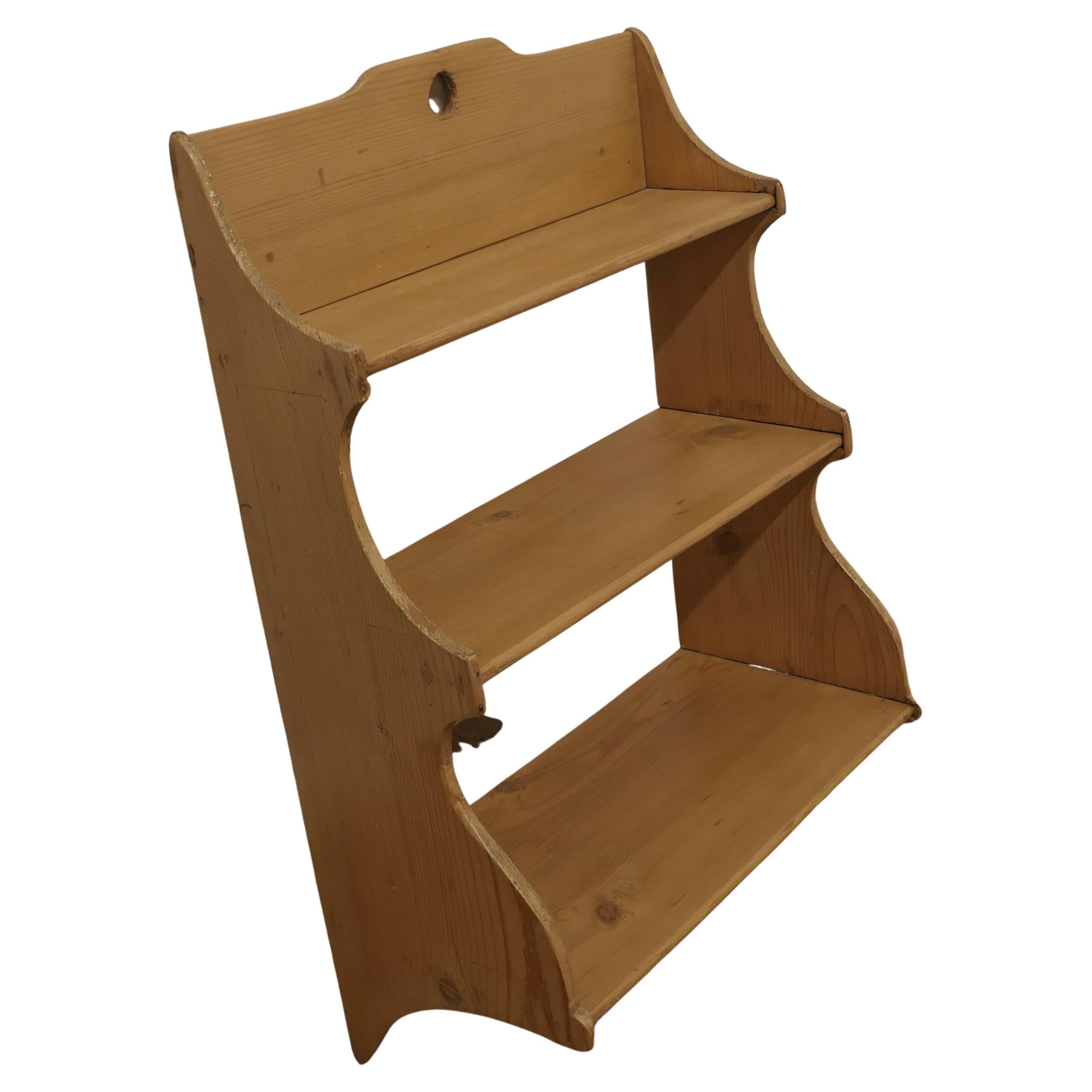 Rustic Pine Wall Hanging Book Shelf For Sale