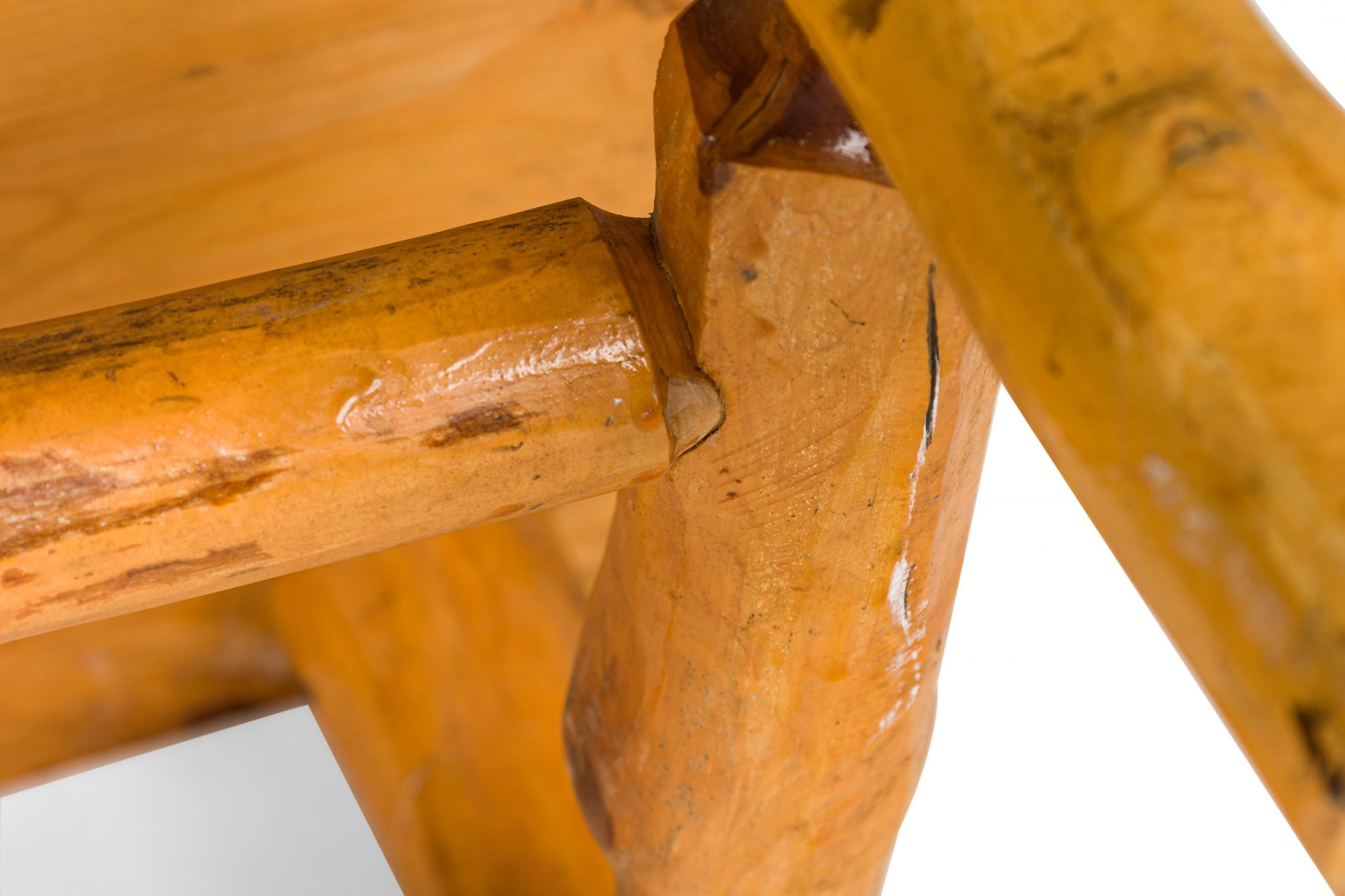 Rustic Pine Wood Carved Feather Design Rectangular Coffee Table For Sale 2