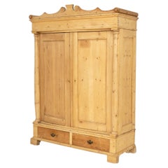 Rustic Pine Wood Wardrobe or Armoire, 19th Century