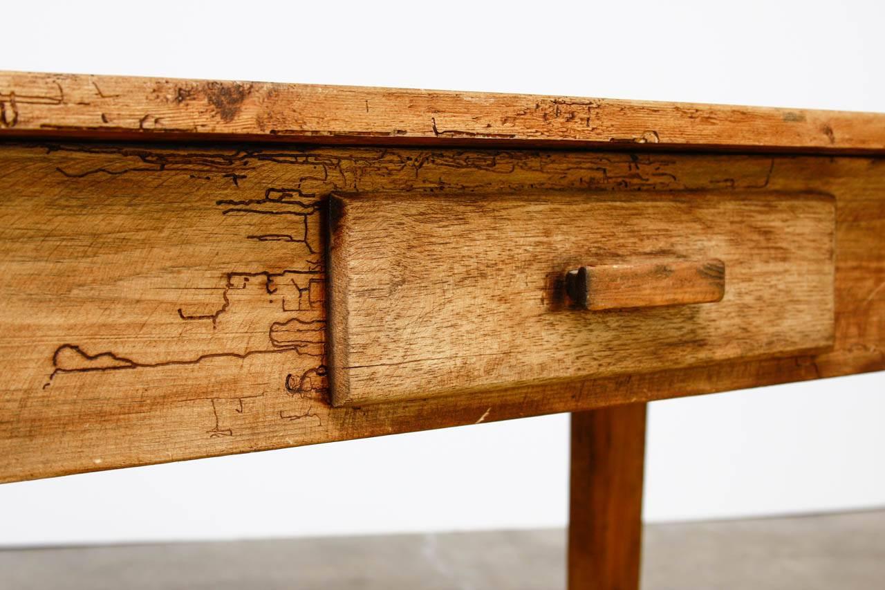 Rustic Pine Work Table or Farmhouse Desk In Distressed Condition In Rio Vista, CA