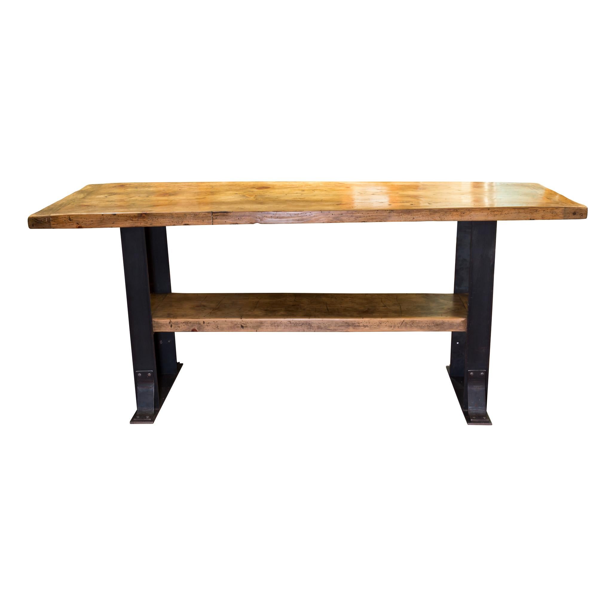 Rustic Pine Workbench Table For Sale