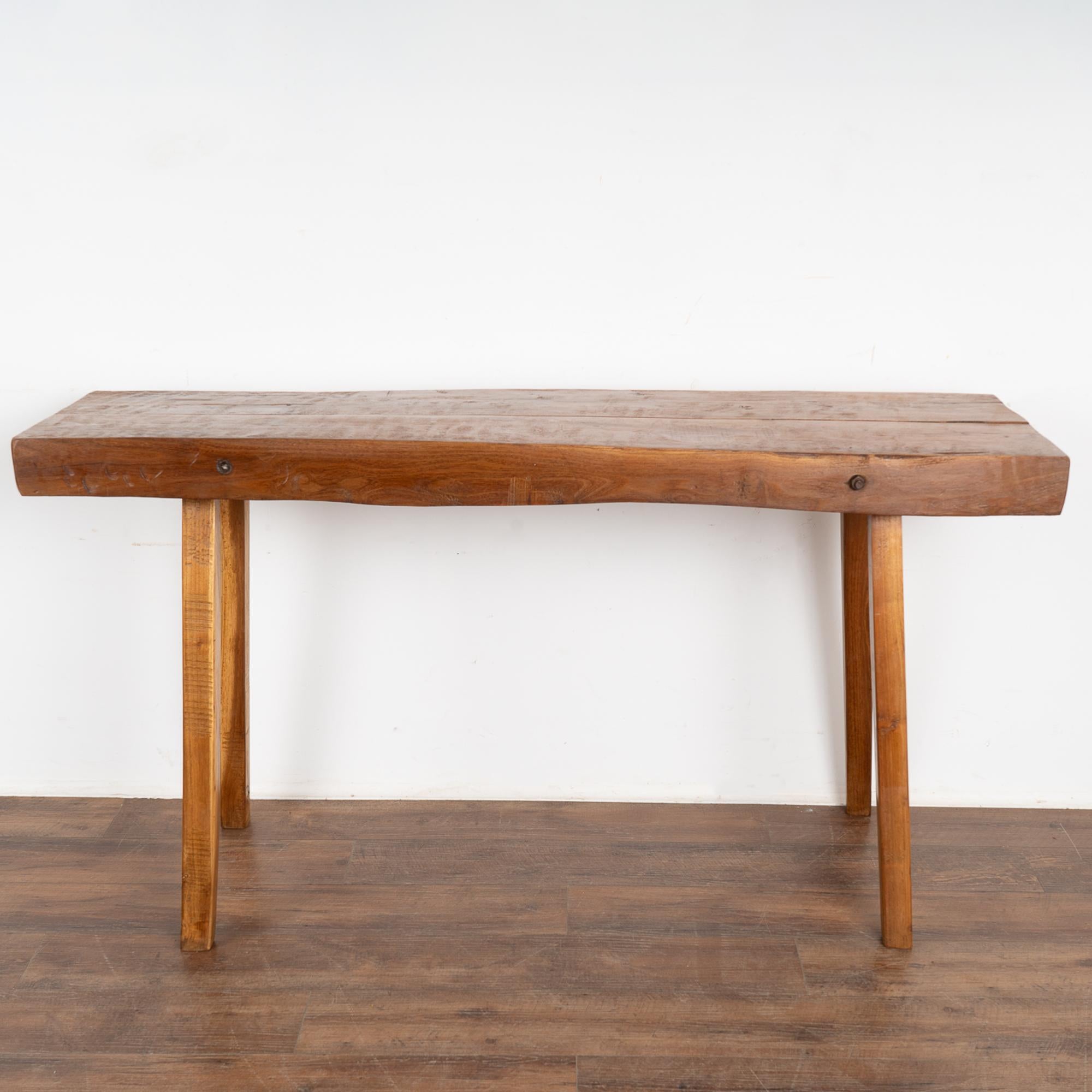 Hungarian Rustic Plank Console Table with Peg Legs, Hungary circa 1900's For Sale