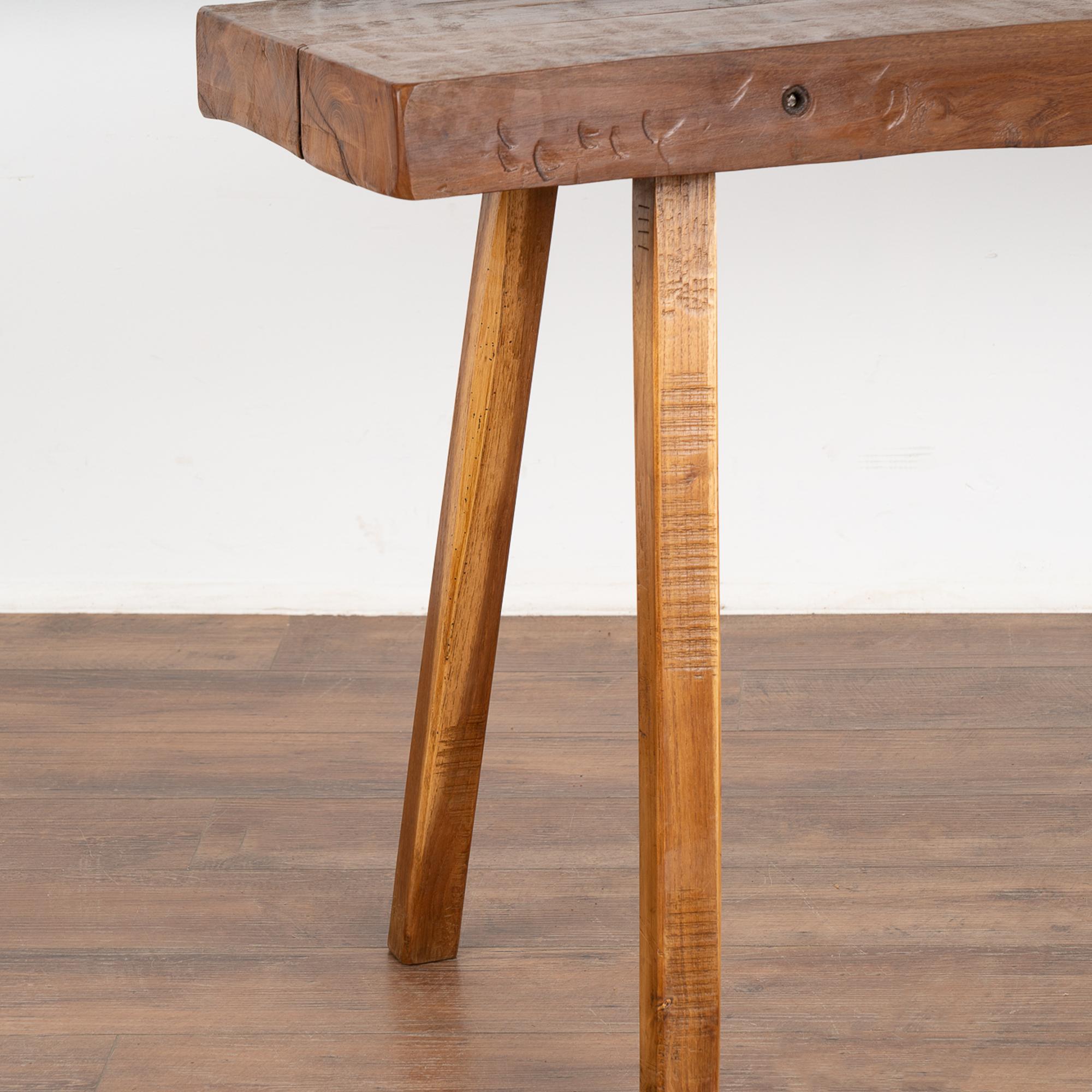 20th Century Rustic Plank Console Table with Peg Legs, Hungary circa 1900's For Sale