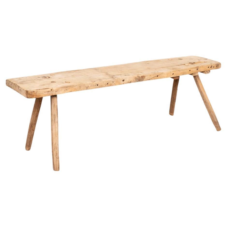 Antique Wood Bench or Side/Coffee Table with Thick Top, Peg Legs at