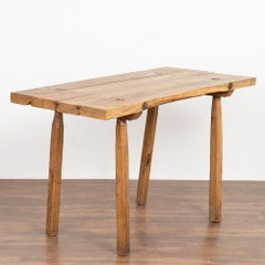 Rustic Plank Top Console Table Old Work Table with Splay Peg Legs, circa 1890