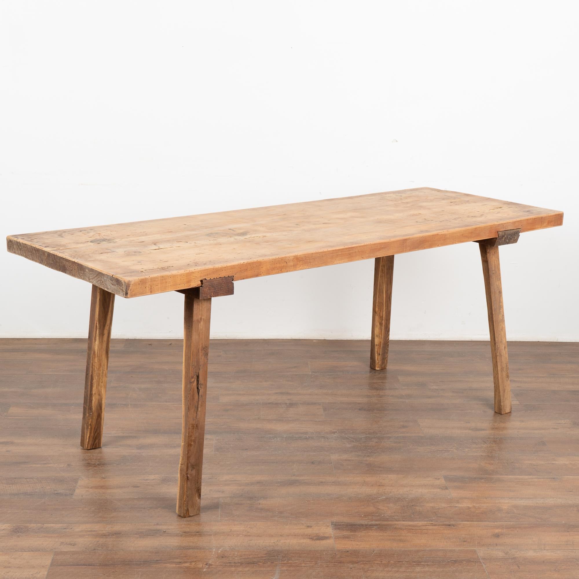 Rustic Plank Top Console Table With Peg Legs, Hungary circa 1900 For Sale 5