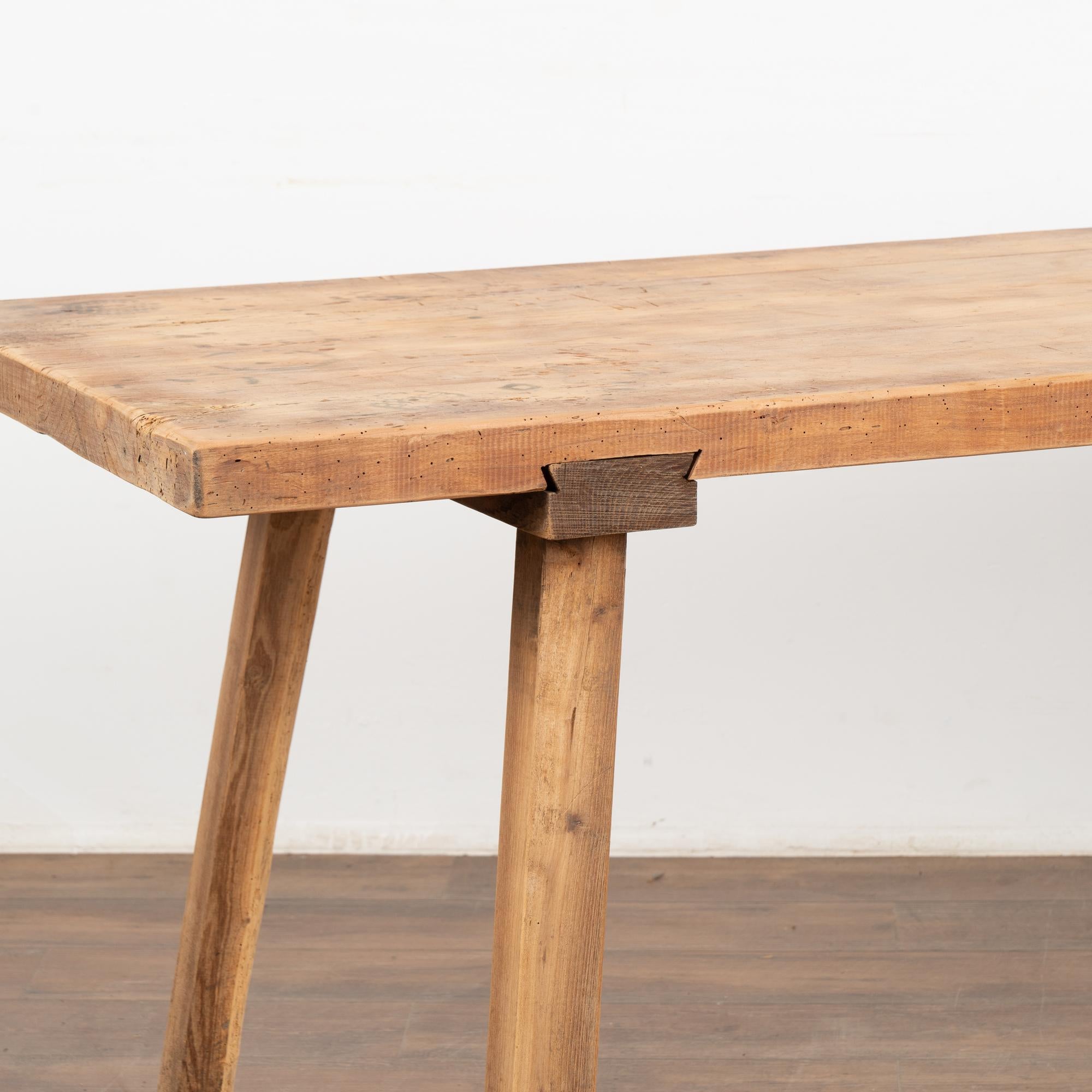 Hungarian Rustic Plank Top Console Table With Peg Legs, Hungary circa 1900 For Sale