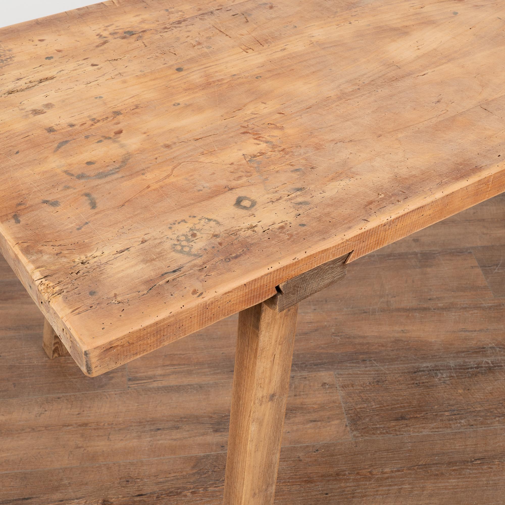 20th Century Rustic Plank Top Console Table With Peg Legs, Hungary circa 1900 For Sale