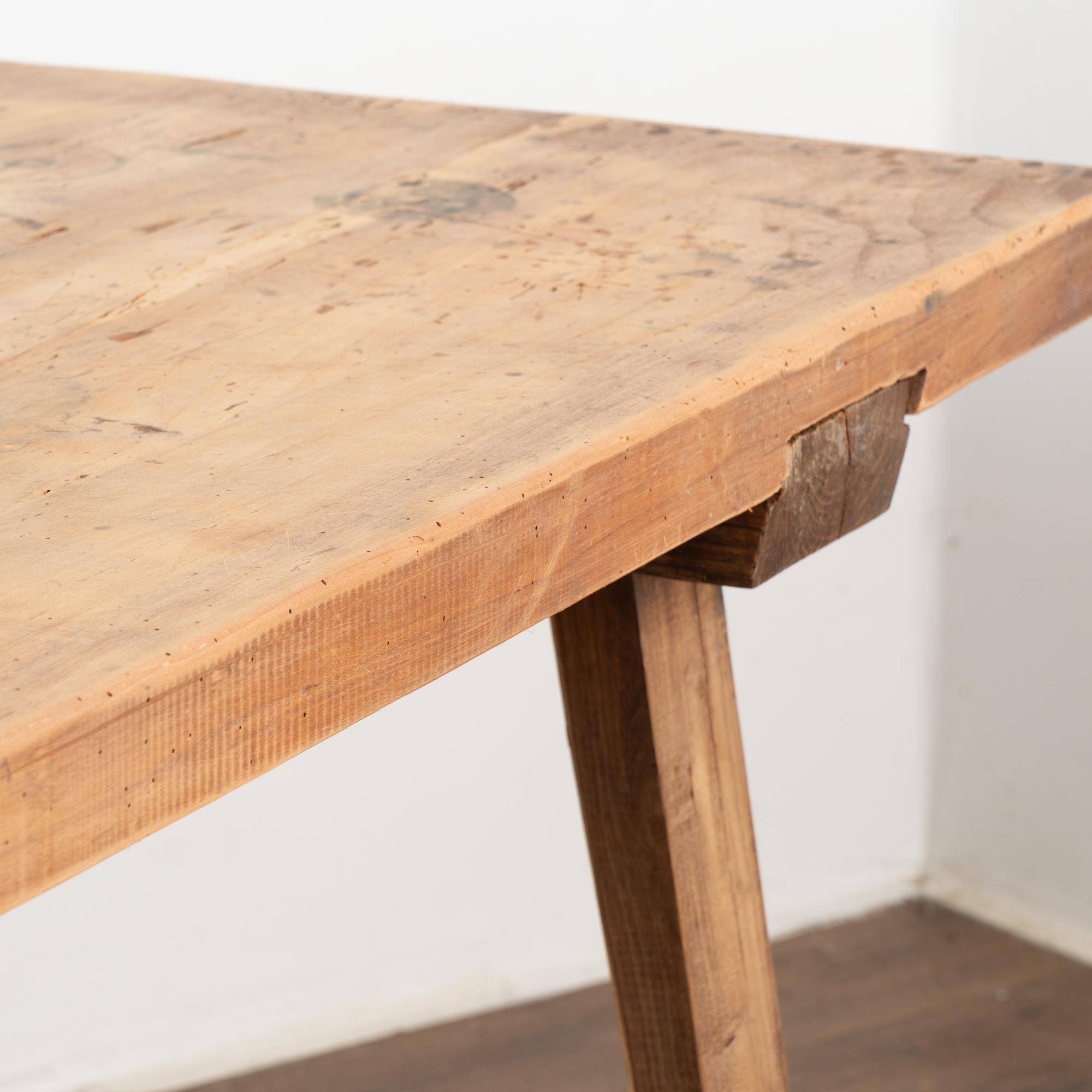 Wood Rustic Plank Top Console Table With Peg Legs, Hungary circa 1900 For Sale