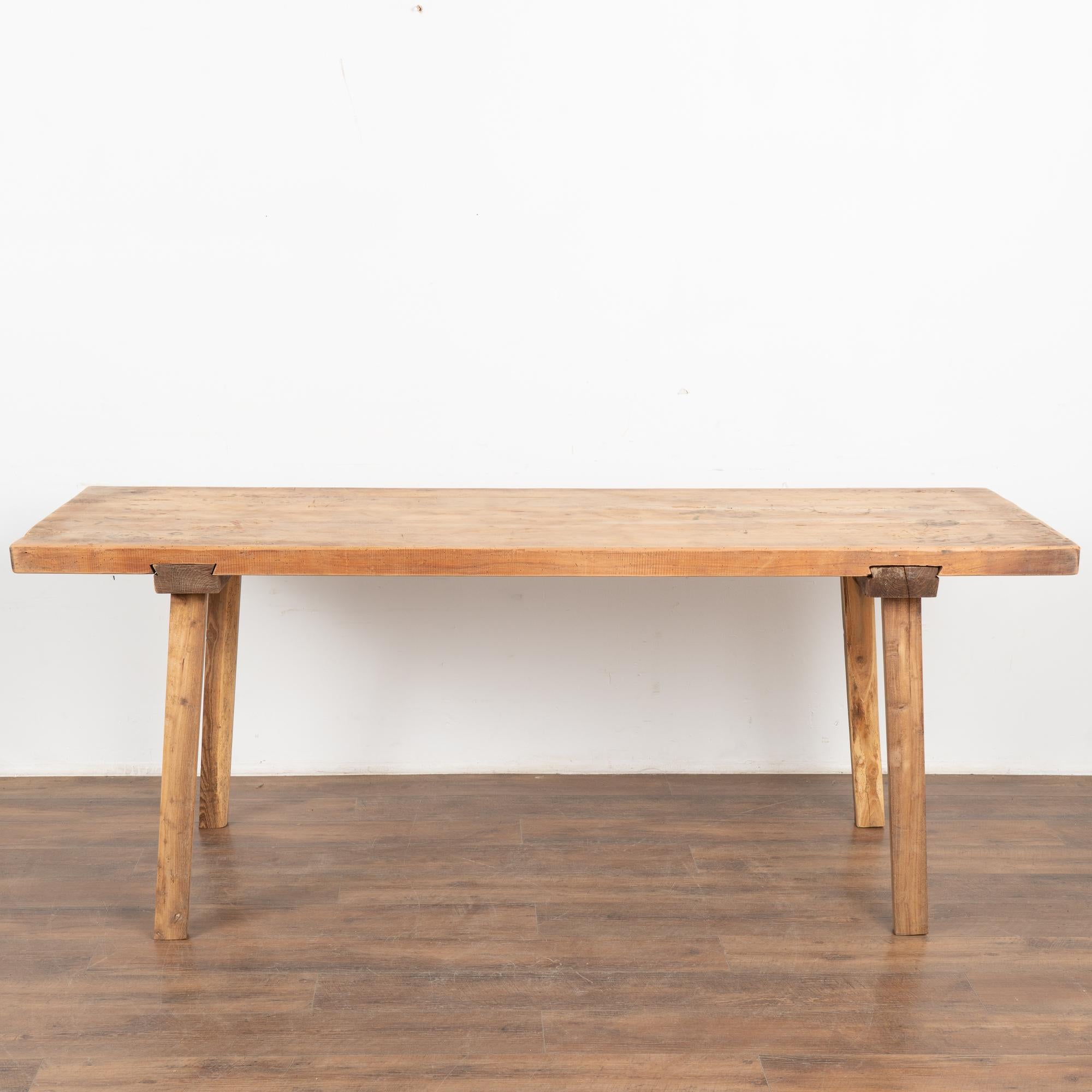 Rustic Plank Top Console Table With Peg Legs, Hungary circa 1900 For Sale 1