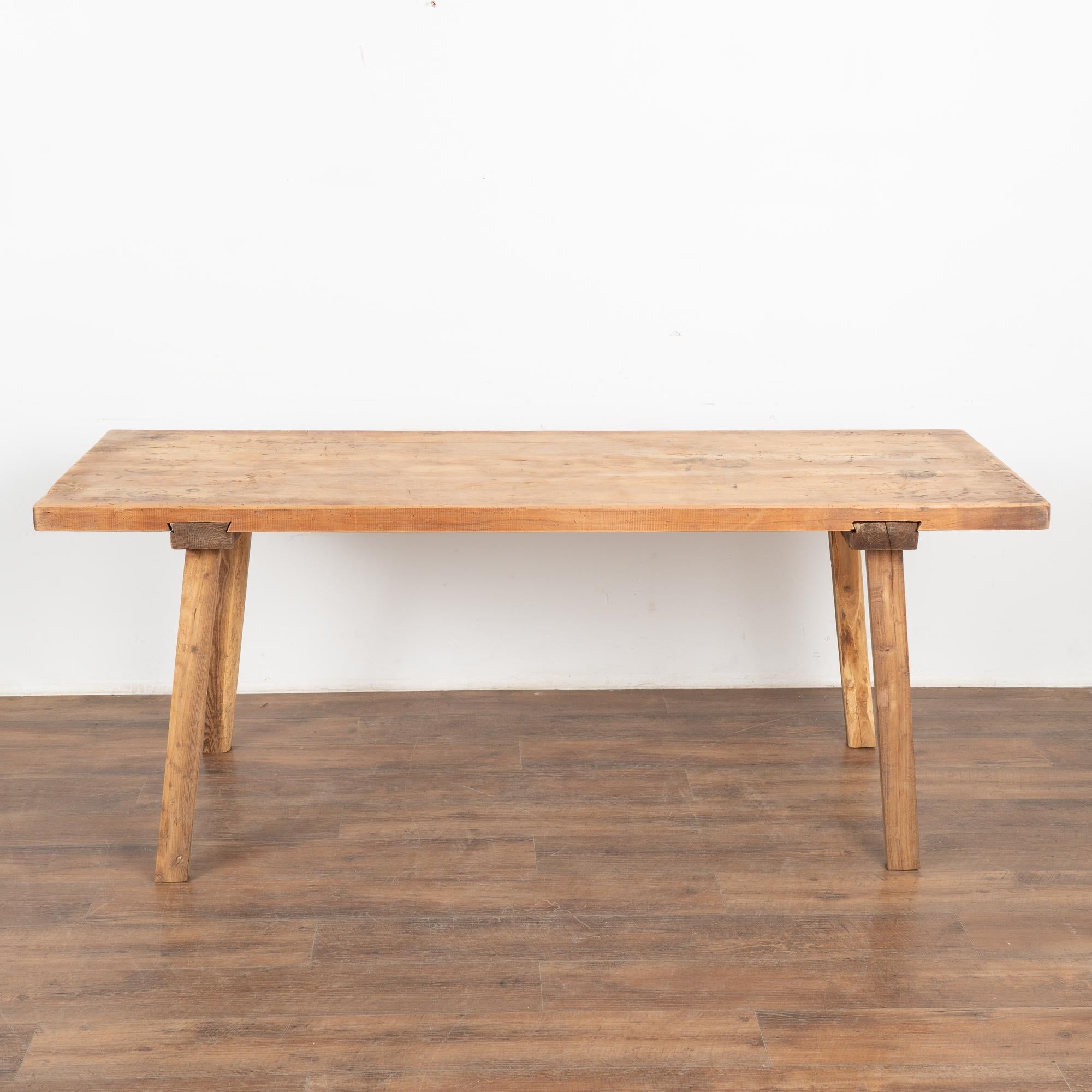 Rustic Plank Top Console Table With Peg Legs, Hungary circa 1900 For Sale 2