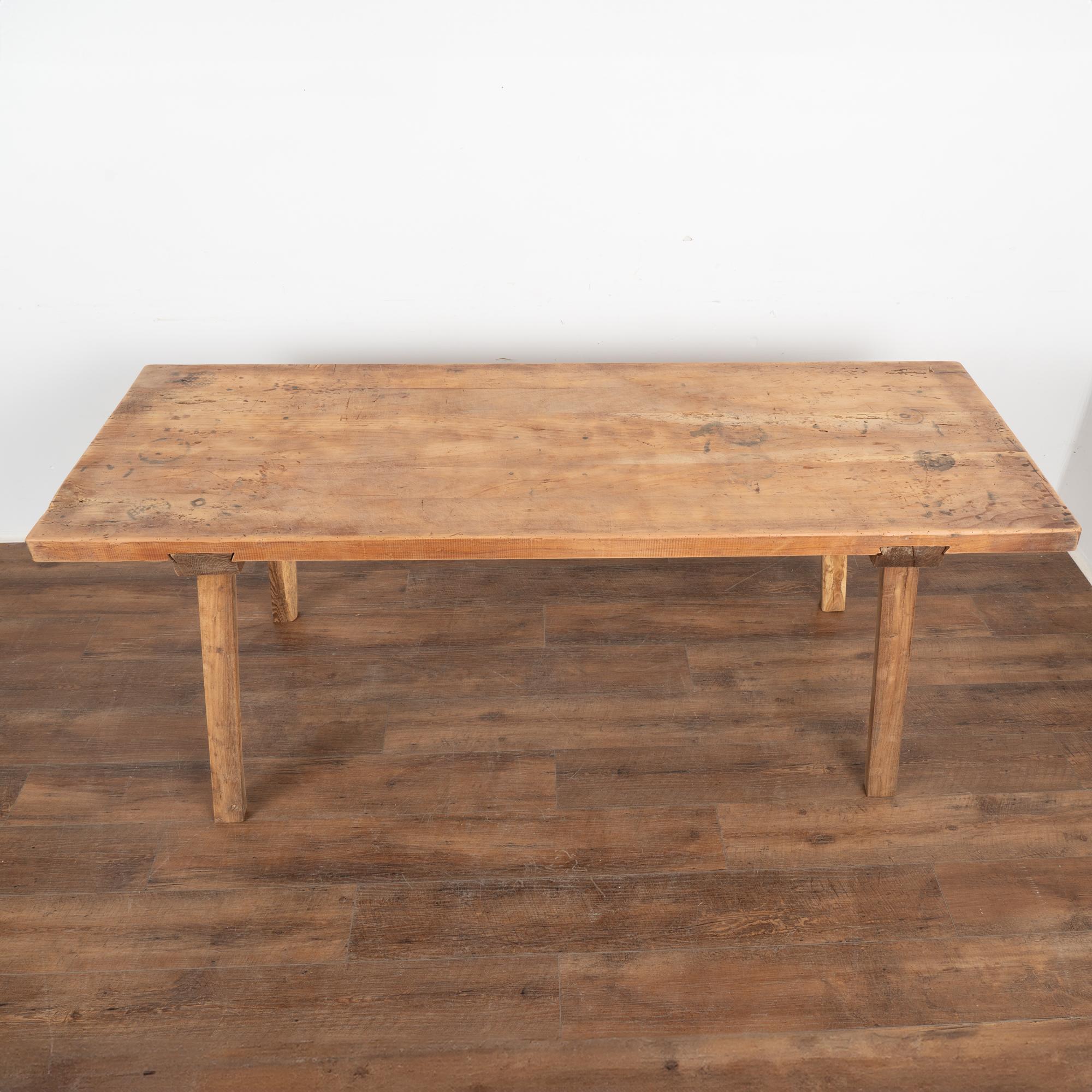 Rustic Plank Top Console Table With Peg Legs, Hungary circa 1900 For Sale 3