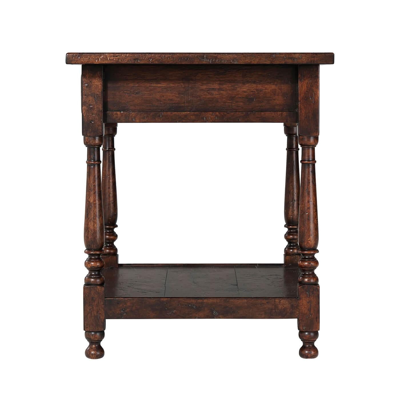 Vietnamese Rustic Plank Top End Table For Sale