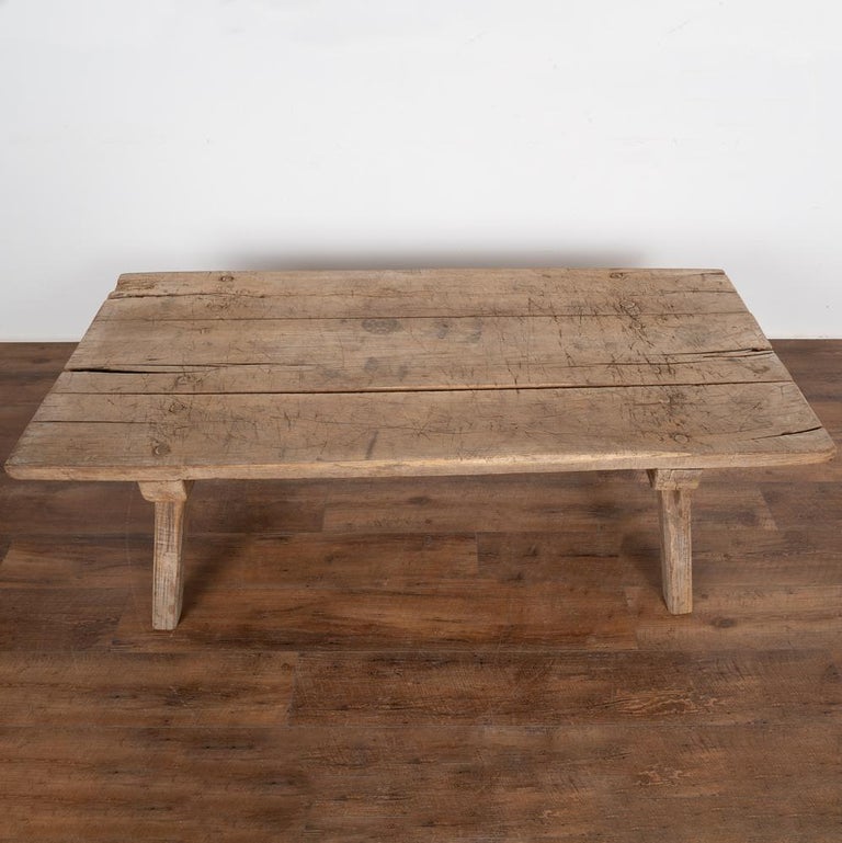 Rustic Plank Wood Coffee Table from Old Work Table, circa 1890 For Sale