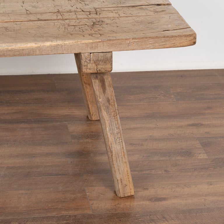 Rustic Plank Wood Coffee Table from Old Work Table, circa 1890 For Sale