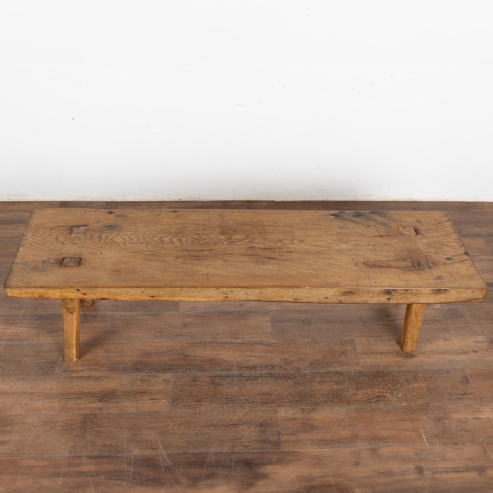 Hungarian Rustic Plank Wood Coffee Table With Peg Legs, Hungary circa 1900