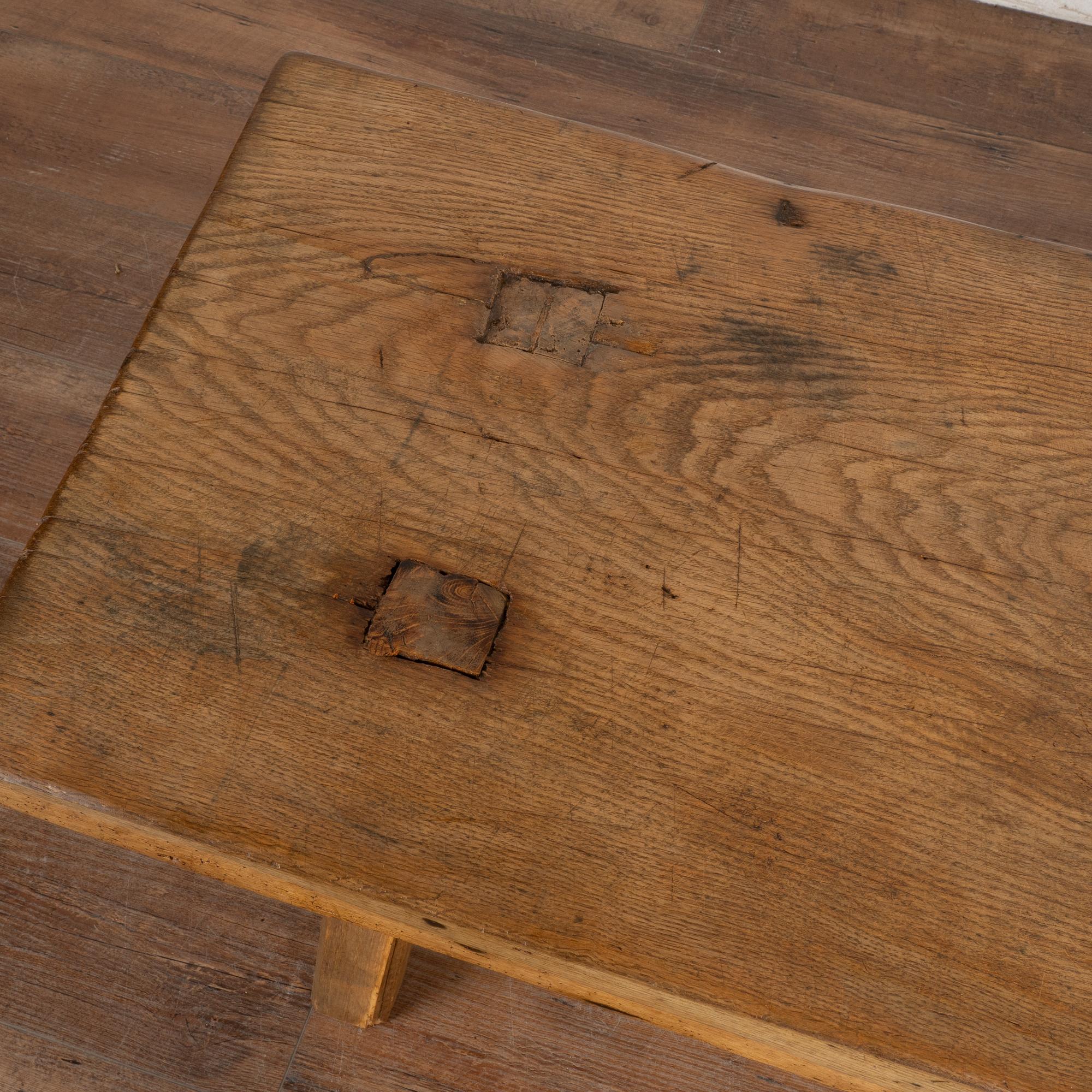 20th Century Rustic Plank Wood Coffee Table With Peg Legs, Hungary circa 1900