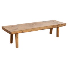 Rustic Plank Wood Coffee Table With Peg Legs, Hungary circa 1900
