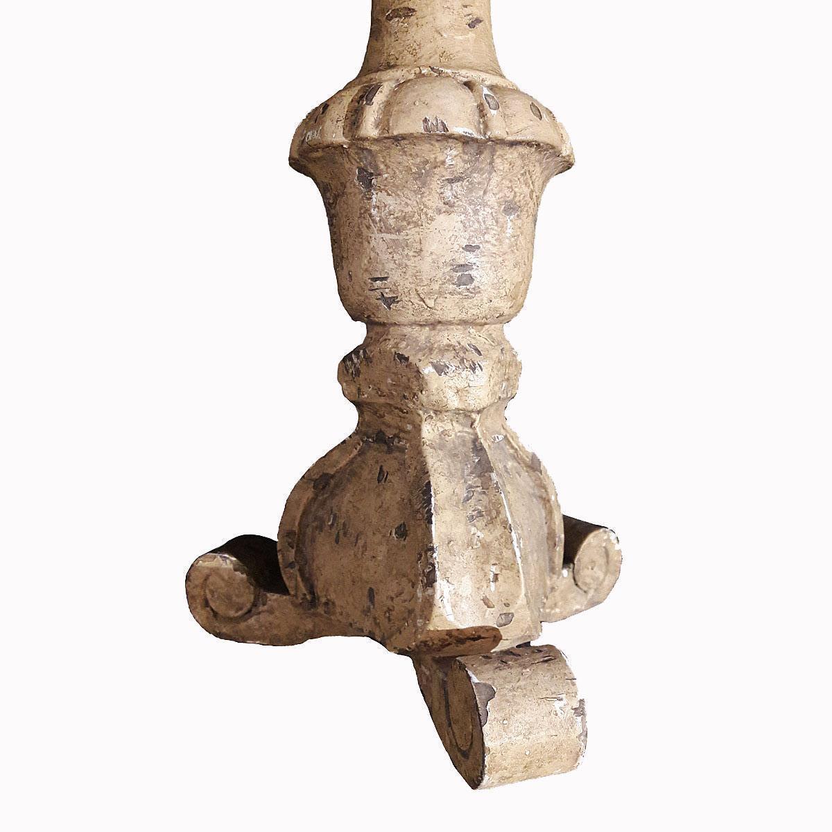 Polychromé Bougeoir rustique en bois polychrome:: Milieu du 20ème siècle en vente