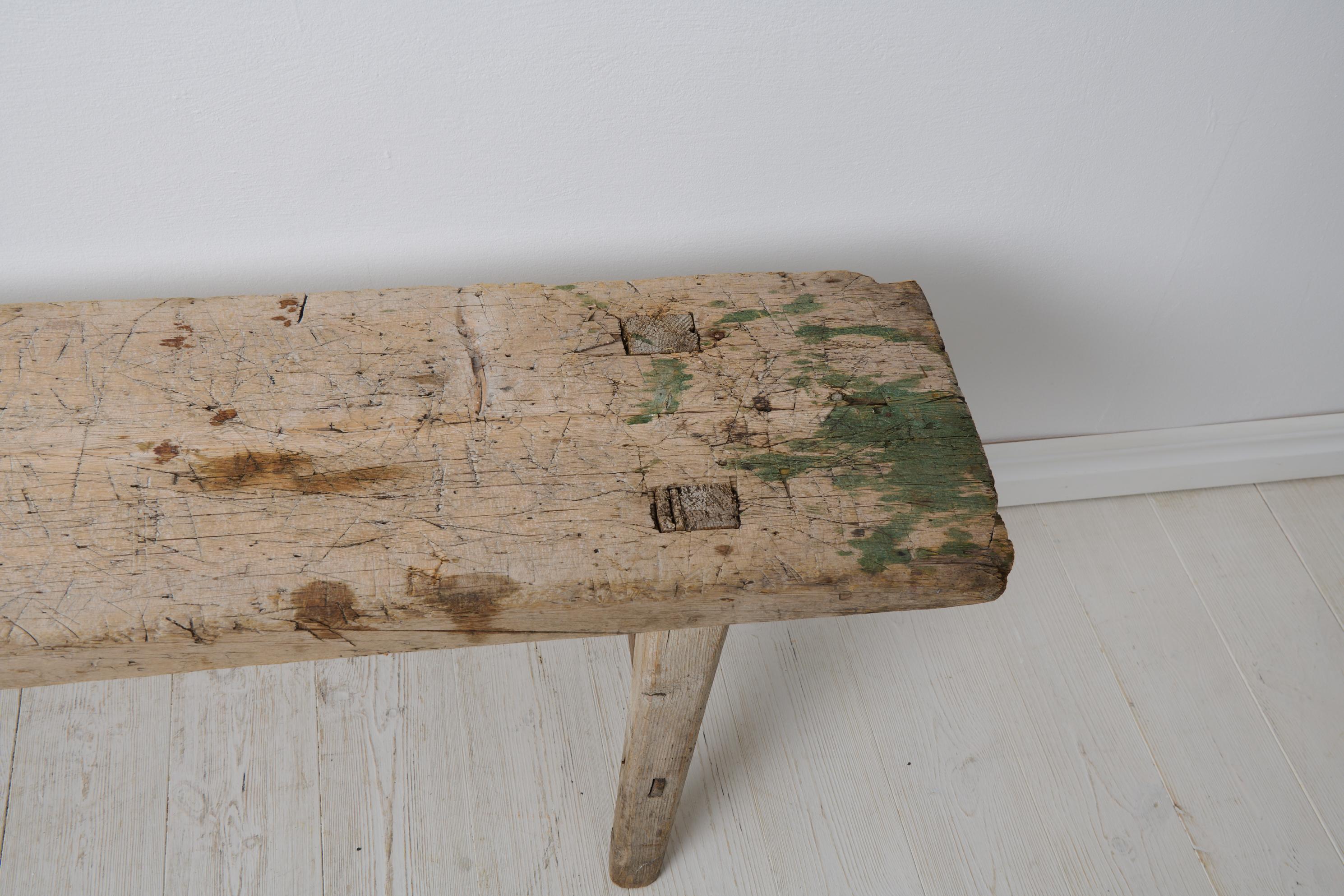 Rustic Primitive Bench from Northern Sweden, Made by Hand with Natural Patina im Angebot 1
