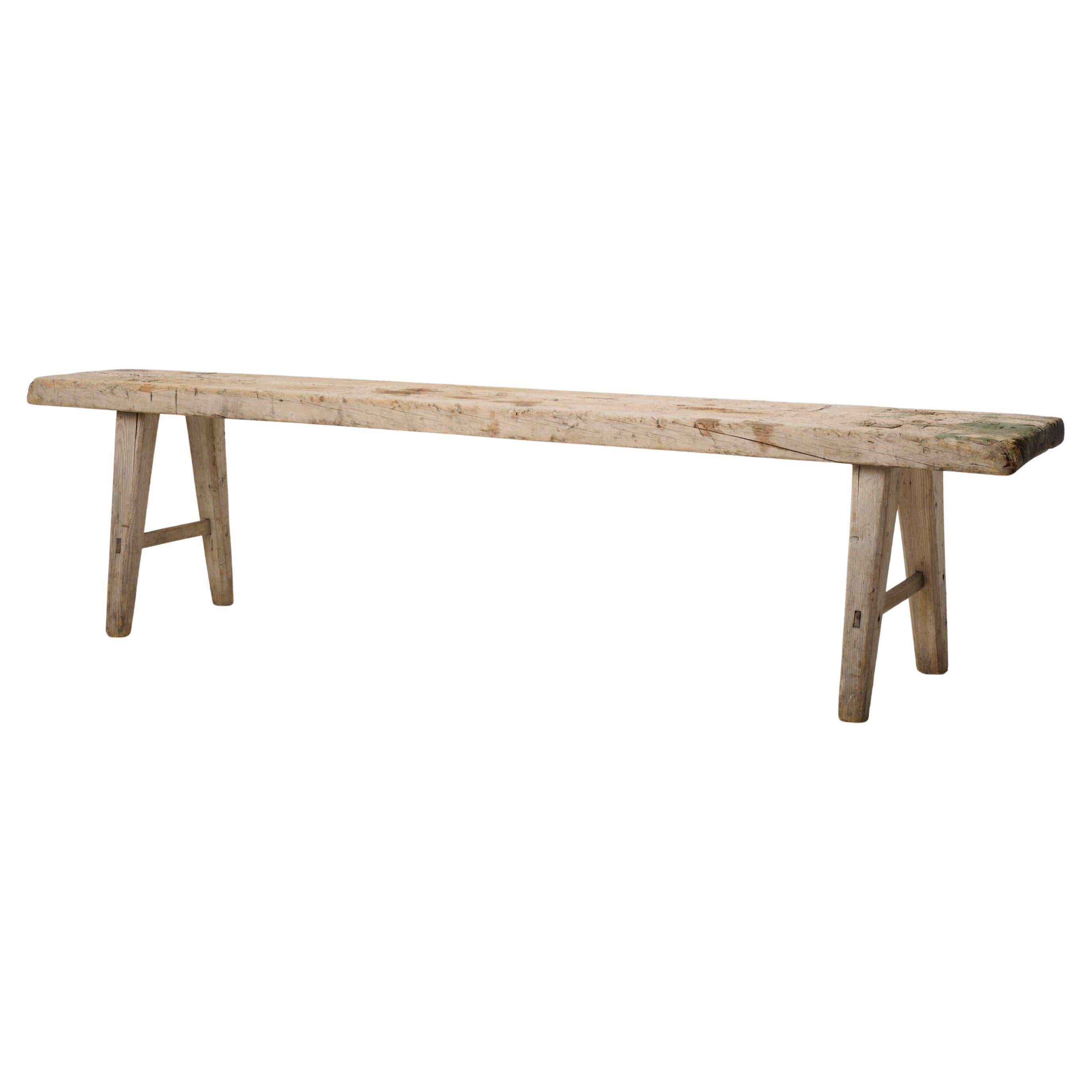 Rustic Primitive Bench from Northern Sweden, Made by Hand with Natural Patina